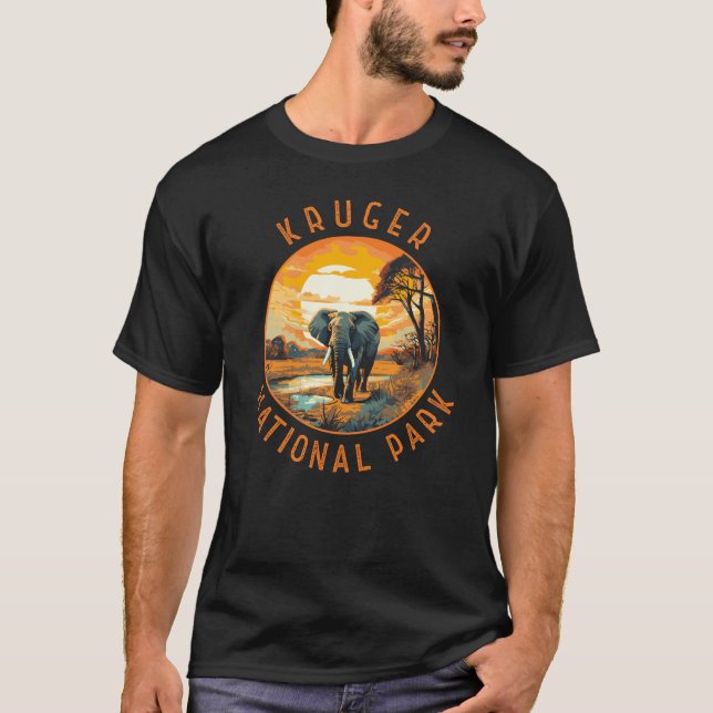 Kruger National Park South Africa Elephant Retro T-Shirt (Front)