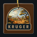 Kruger National Park South Africa Giraffe Vintage Ceramic Ornament<br><div class="desc">Kruger vector artwork design. Kruger National Park,  in northeastern South Africa,  is one of Africa’s largest game reserves. Its high density of wild animals includes the Big 5: lions,  leopards,  rhinos,  elephants and buffalos.</div>