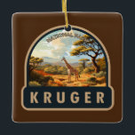 Kruger National Park South Africa Giraffe Vintage Ceramic Ornament<br><div class="desc">Kruger vector artwork design. Kruger National Park,  in northeastern South Africa,  is one of Africa’s largest game reserves. Its high density of wild animals includes the Big 5: lions,  leopards,  rhinos,  elephants and buffalos.</div>
