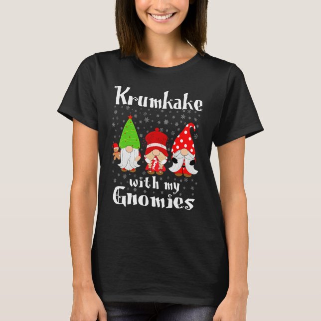 Krumkake With My Gnomies - Norwegian Waffle Cookie T-Shirt (Front)