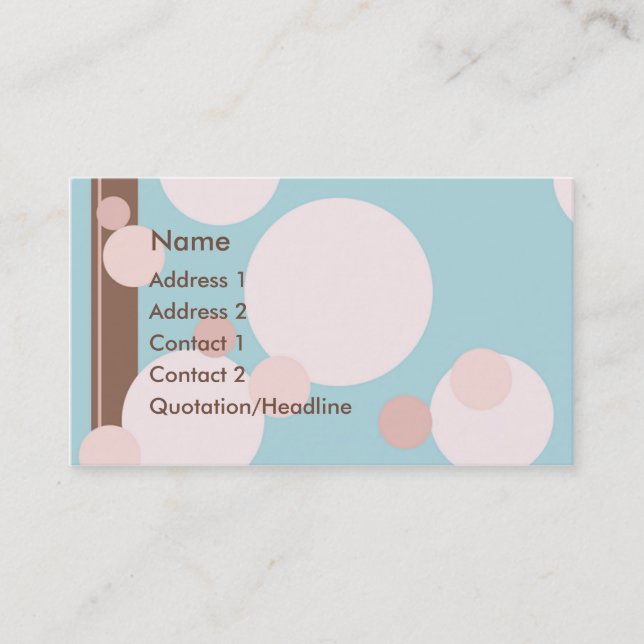 KRW Aqua Pink and Brown Dots Custom Business Card (Front)