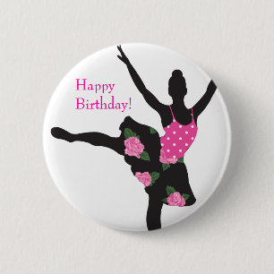 KRW Ballerina Rose Happy Birthday Button Favour