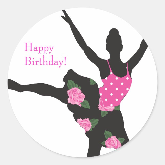 KRW Ballerina Rose Happy Birthday Sticker (Front)