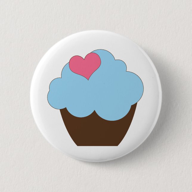 KRW Blue Polka Dot Birthday Cupcake Button Favour (Front)