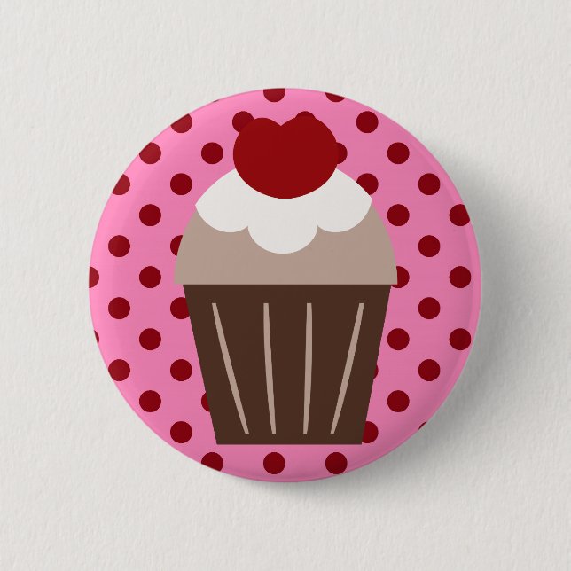 KRW Chocolate Cherry Cupcake 6 Cm Round Badge (Front)