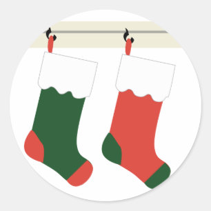KRW Christmas Stockings Holiday Classic Round Sticker