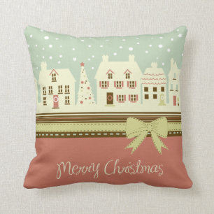 KRW Country Christmas Village Pillow