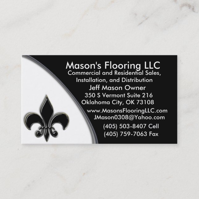 KRW CUSTOM Black Fleur De Lis Two Tone Business Card (Front)