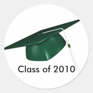 KRW Custom Green Graduation Cap Classic Round Sticker