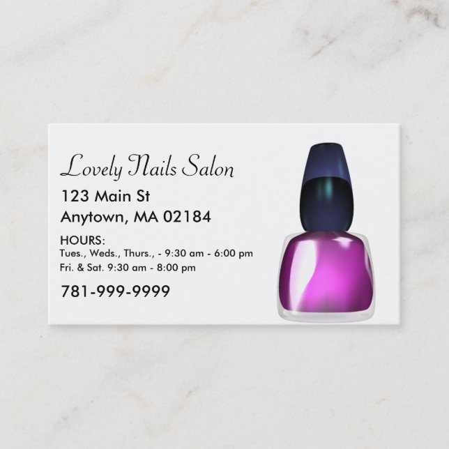 KRW Custom Nail Salon Appointment Card (Front)