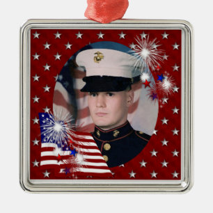 KRW Custom Photo Patriotic USA Flag Ornament