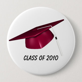 KRW Custom Text Red Graduation Cap 10 Cm Round Badge