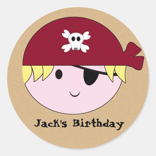 KRW Cute Custom Pirate Birthday Stickers (Front)