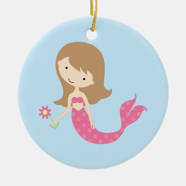KRW Cute Pink Mermaid Ornament (Front)