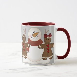 KRW Cute Snowman and Gingerbread Couple Mug
