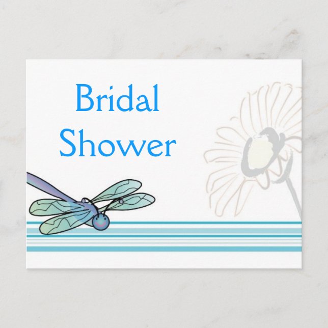 KRW Dragonfly Custom Bridal Shower Invitation Postcard (Front)