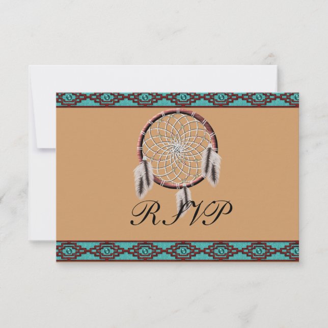 KRW Dreamcatcher Native American Wedding RSVP Card (Front)