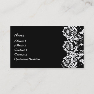 KRW Elegant Black and White Floral Custom Business Card