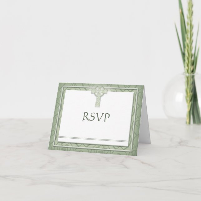KRW Elegant Celtic Cross Irish RSVP Cards (Front)