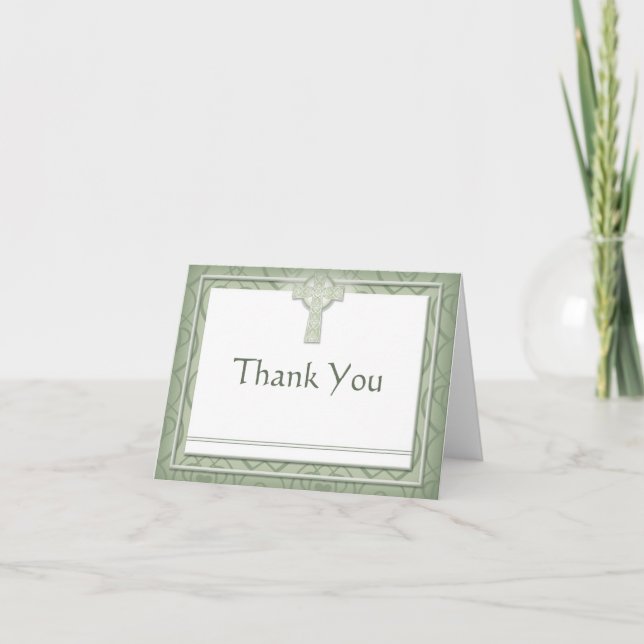 KRW Elegant Celtic Cross Irish Thank You Note (Front)