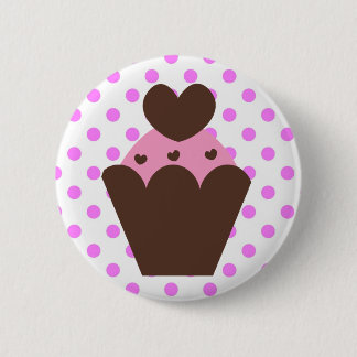 KRW Fancy Chocolate Heart Cupcake 6 Cm Round Badge