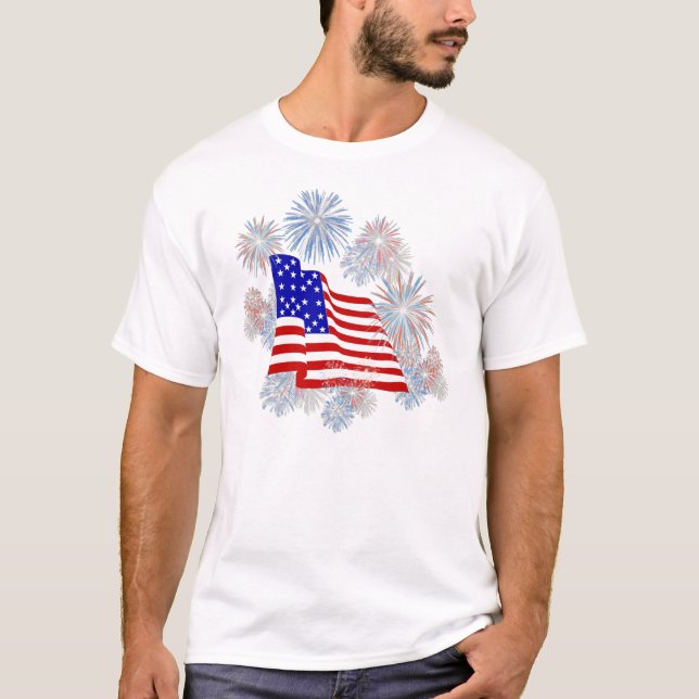 KRW Fireworks Flag Patriotic T-Shirt (Front)