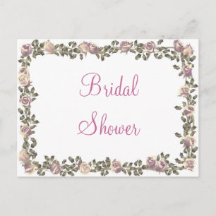 KRW Floral Border Custom Bridal Shower Invitation Postcard