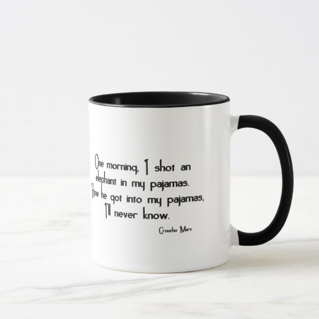 KRW Funny Elephant in Pyjamas Groucho Marx Quote Mug (Right)