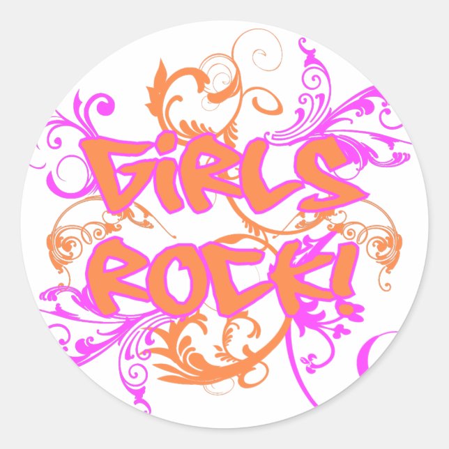 KRW Girls Rock Grafitti Grunge Classic Round Sticker (Front)