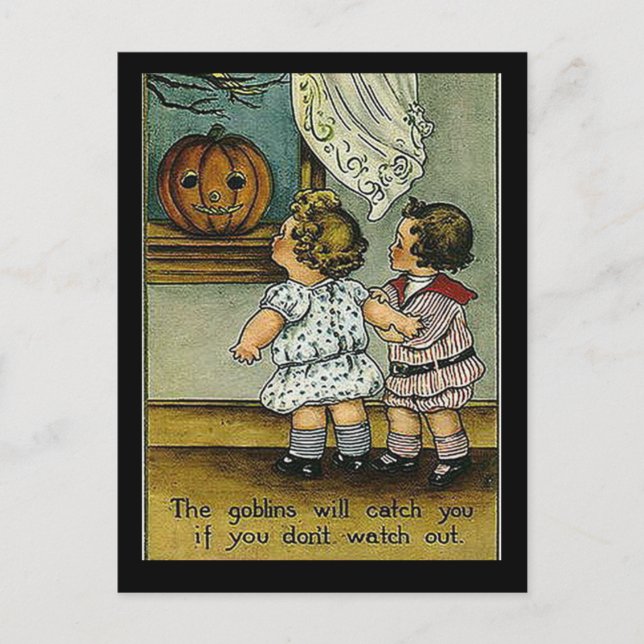 KRW Goblins Will Get You Vintage Halloween Postcard (Front)