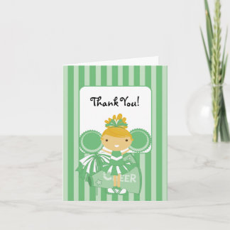 KRW Green Cheerleader Thank You Note Card