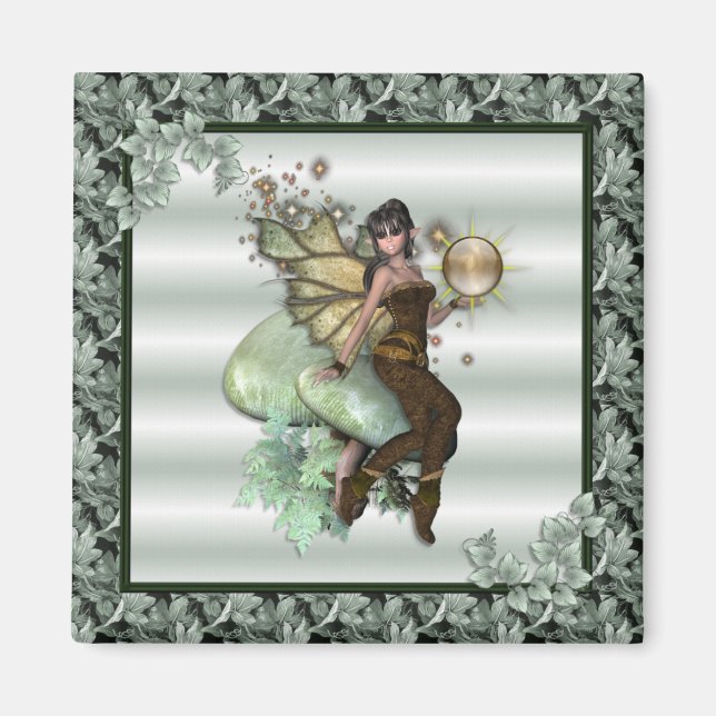KRW Green Leaf Faery Magnet (Front)