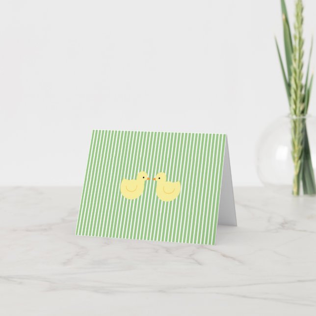 KRW Green Stripe Rubber Duck Baby Shower Invite (Front)