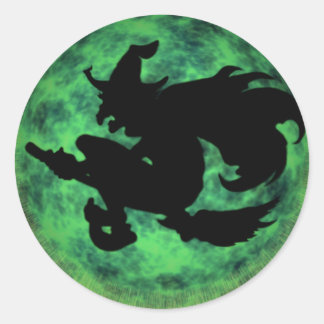 KRW Halloween Moon Witch Shadow Classic Round Sticker