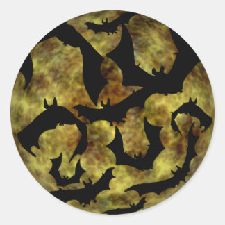 KRW Halloween Swarm of Bats Shadow Classic Round Sticker