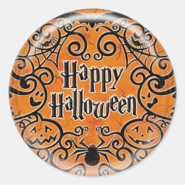KRW Happy Halloween Scroll Design Sticker (Front)