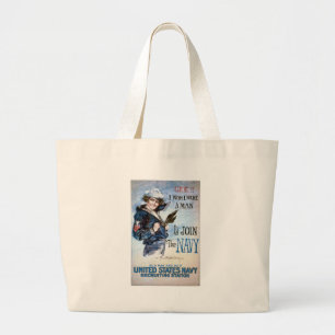 KRW I Wish I Were a Man Vintage Poster Large Tote Bag