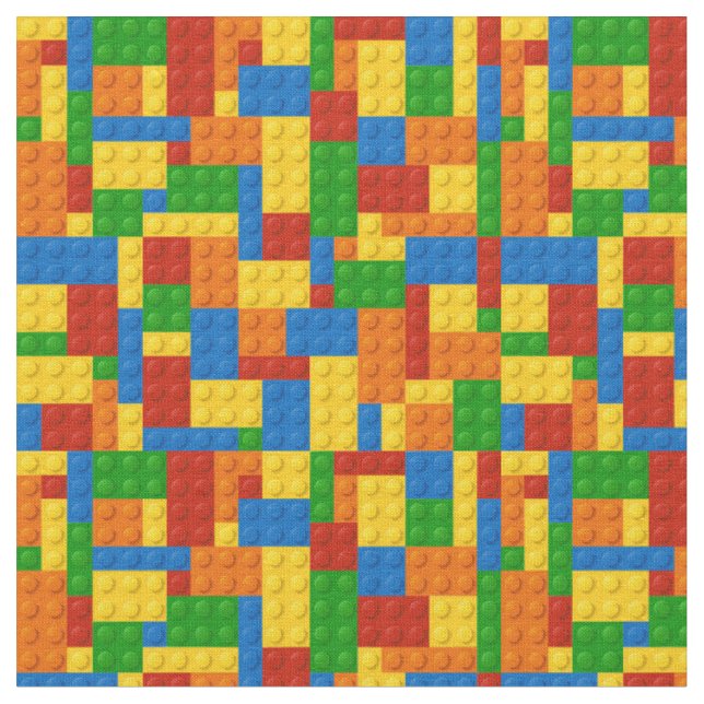 KRW Kids Colourful Brick Building Blocks Fabric (Close Up)