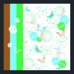 KRW KT's Butterfly Pop Art Fantasy Poster<br><div class="desc">KRW KT's Butterfly Pop Art Fantasy Poster.  Created especially for my dear friend KT :)  Bold stripes,  circles,  flowers,  and - of course - butterflies,  in shades of chocolate brown,  aqua and lime green.</div>
