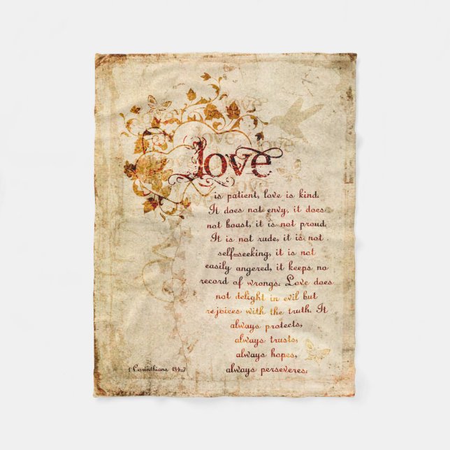 KRW Love Is Corinthians Bible Quote Blanket (Front)
