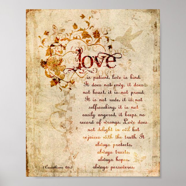 KRW Love is Patient Corinthians Bible Quote Poster (Front)