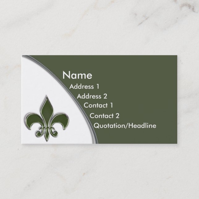 KRW Olive Fleur De Lis Two Tone Business Card (Front)