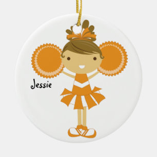 KRW Orange Cheerleader Custom Name Ornament