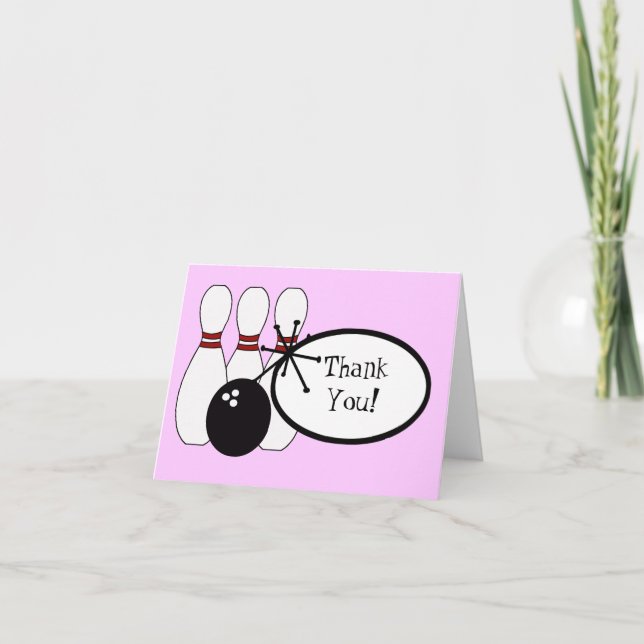 KRW Pink Bowling Thank You Card (Front)