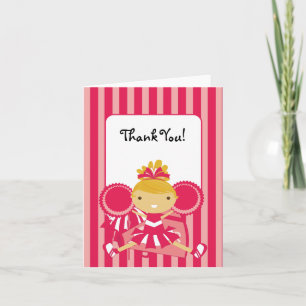 KRW Pink Cheerleader Thank You Note Card
