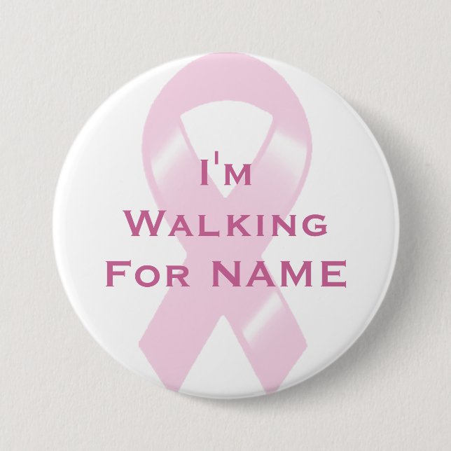 KRW Pink Ribbon Custom Walking 7.5 Cm Round Badge (Front)