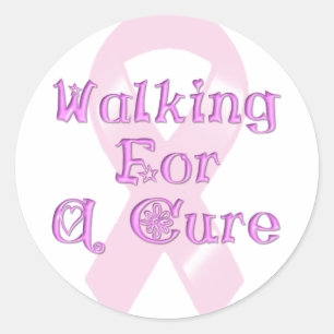 KRW Pink Ribbon Walking for a Cure Classic Round Sticker