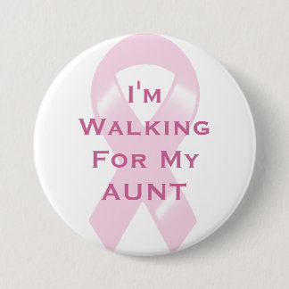 KRW Pink Ribbon Walking For Aunt 7.5 Cm Round Badge