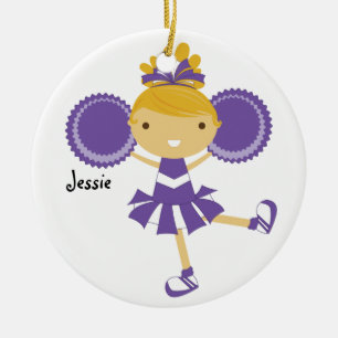 KRW Purple Cheerleader Custom Name Ornament