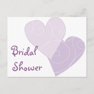 KRW Purple Hearts Bridal Shower Custom Invitation Postcard